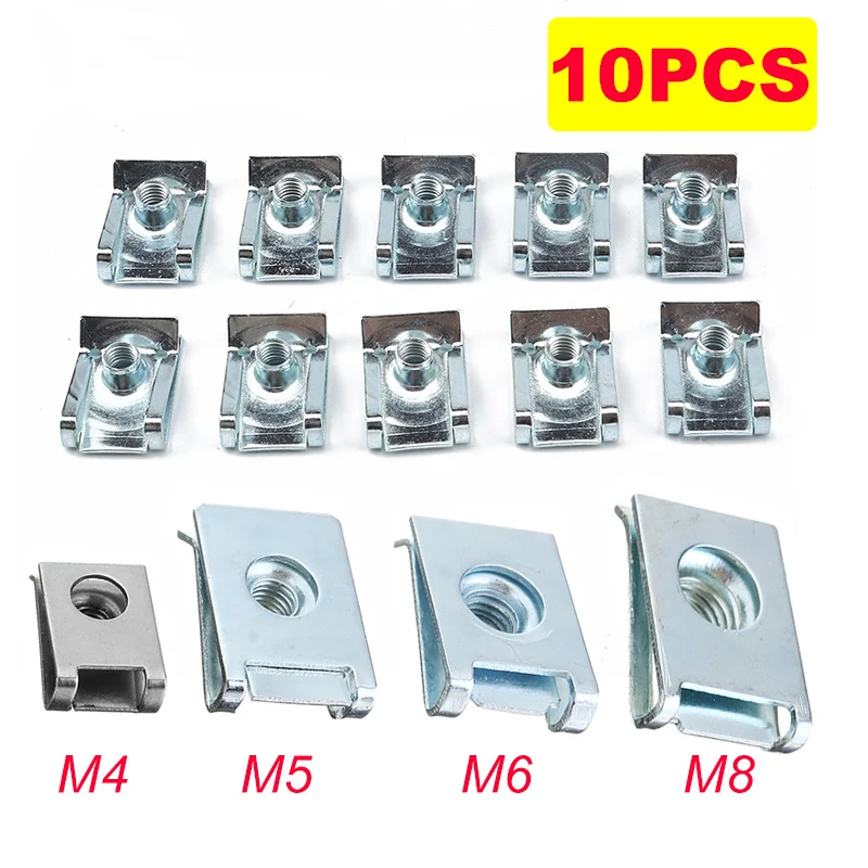 

10 шт. M4/M5/M6/M8 U-образные гайки, скоростной зажим, крепеж в ассортименте, 304 нержавеющая сталь, U-образный зажим, дымовая гайка для мотоцикла, автомобиля, авто