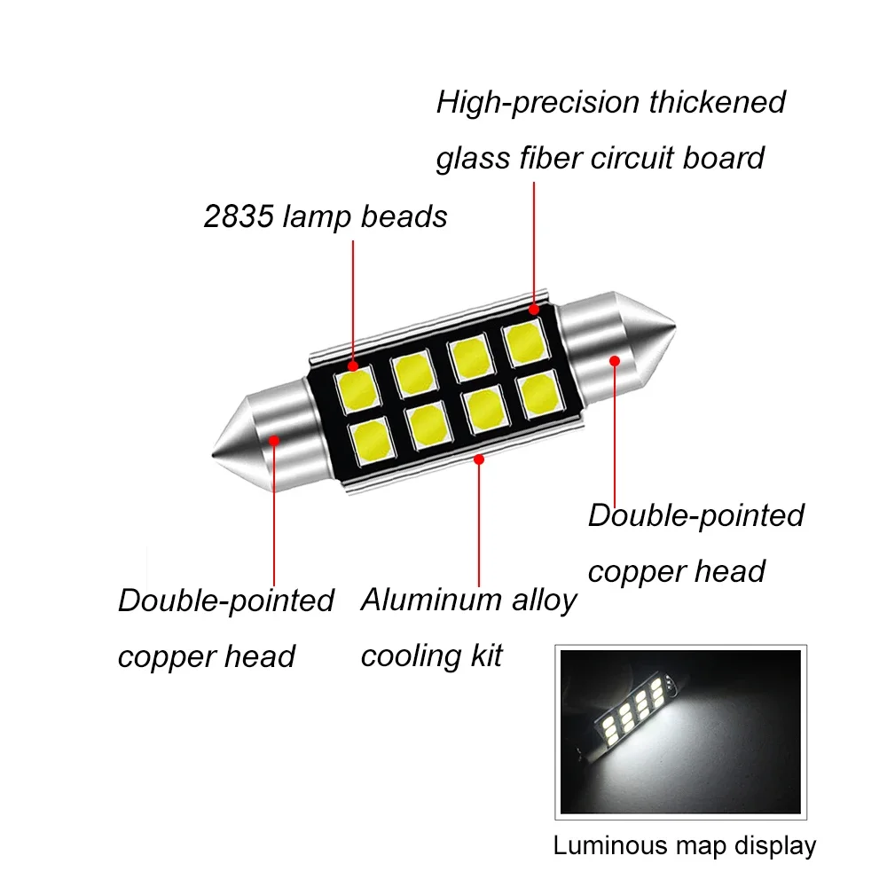 ڵ 佺 C5W C10W ڵ  LED, ڵ   , ׸ ,  DC 12V, 31mm, 36mm, 39mm, 41mm, 2835 SMD 8 Ĩ, 10 