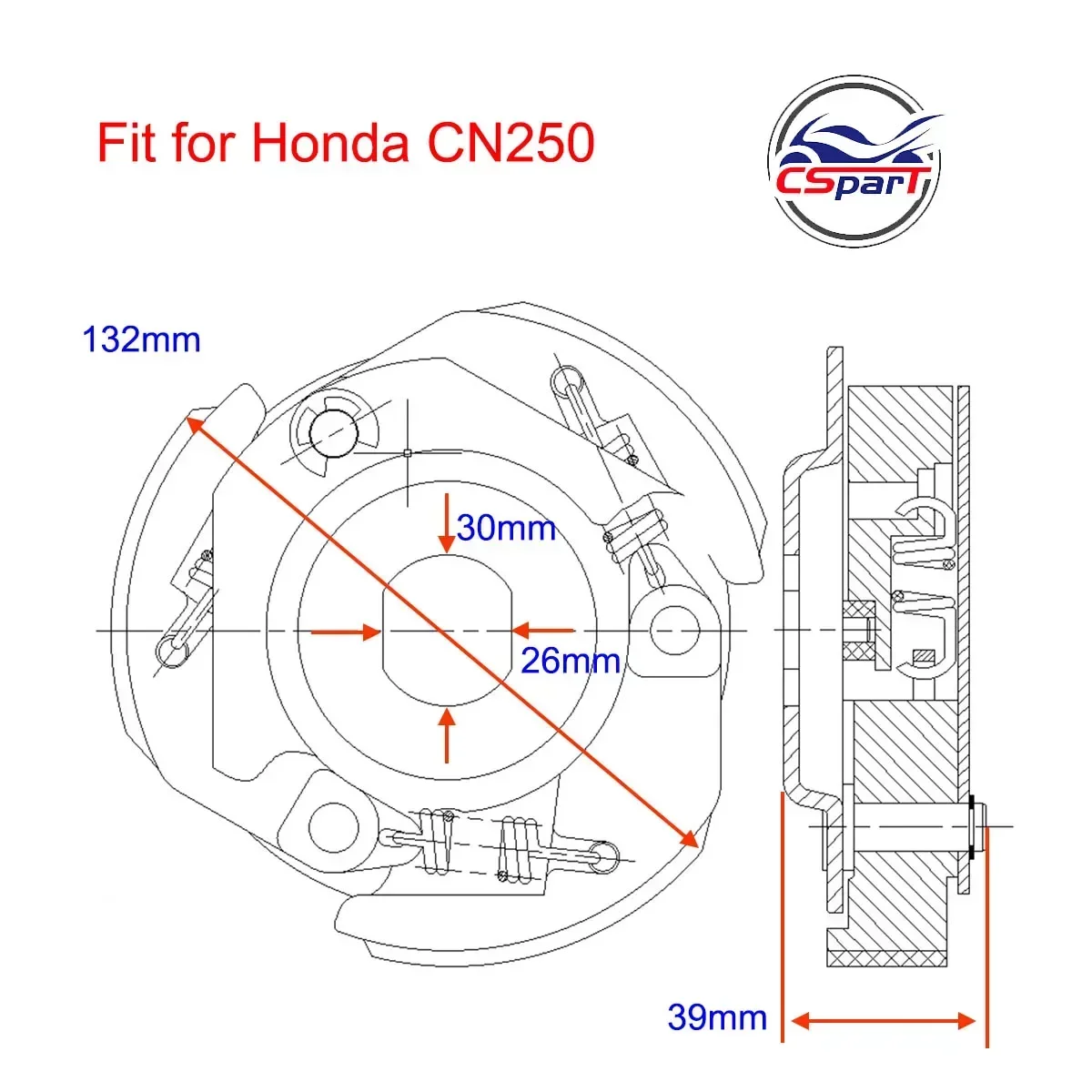 134mm Clutch Shoe 250cc Cn250 Atv Quad Go Kart Buggy Taotao