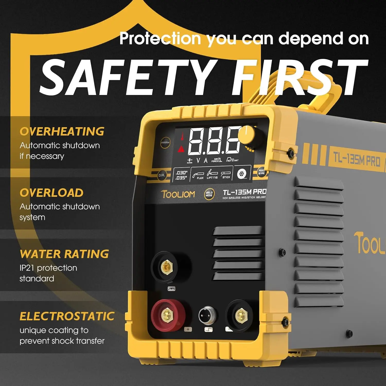 TOOLIOM Aluminum MIG Welder with Pulse 250A 110V/220V Dual Voltage 4 in 1 Multifunctional Welding Machine Gas 6