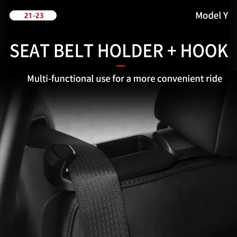 

2pcs ABS Seat Belt Fixing Bracket with Two Couple for 2018-2023 Tesla Model Y Convenient Storage Non-destructive Installa