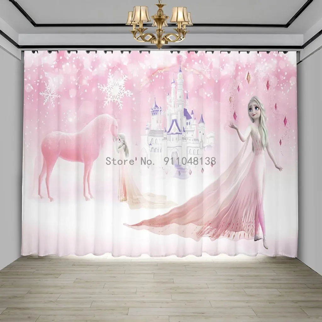 뜨거운 겨울왕국 엘사 안나 공주 올라프, 단열 커튼, 암막 빛 차단, 어린이 방 어둡게 하는 창문 드레이퍼, 2 개