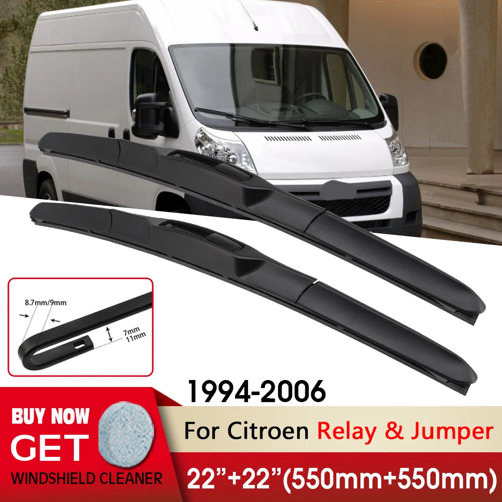 

Car Wiper Front Wiper Blades 22"+22" For Citroen Relay&Jumper 1994-2006 Fit U Hook Arm Front Windshield Windscreen Front Window