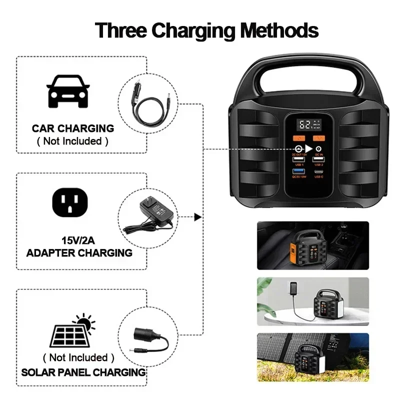 42000mAh 150W Outdoor Camping Power Bank Generator Battery Charger Portable Emergency Power Inverter