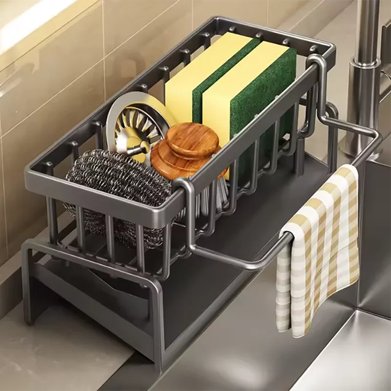 Kitchen Sink Drain Rack Organizer Plastic Self-draining Sink Shelf Soap Sponge Holder Dishcloth Towel Rack filter basket