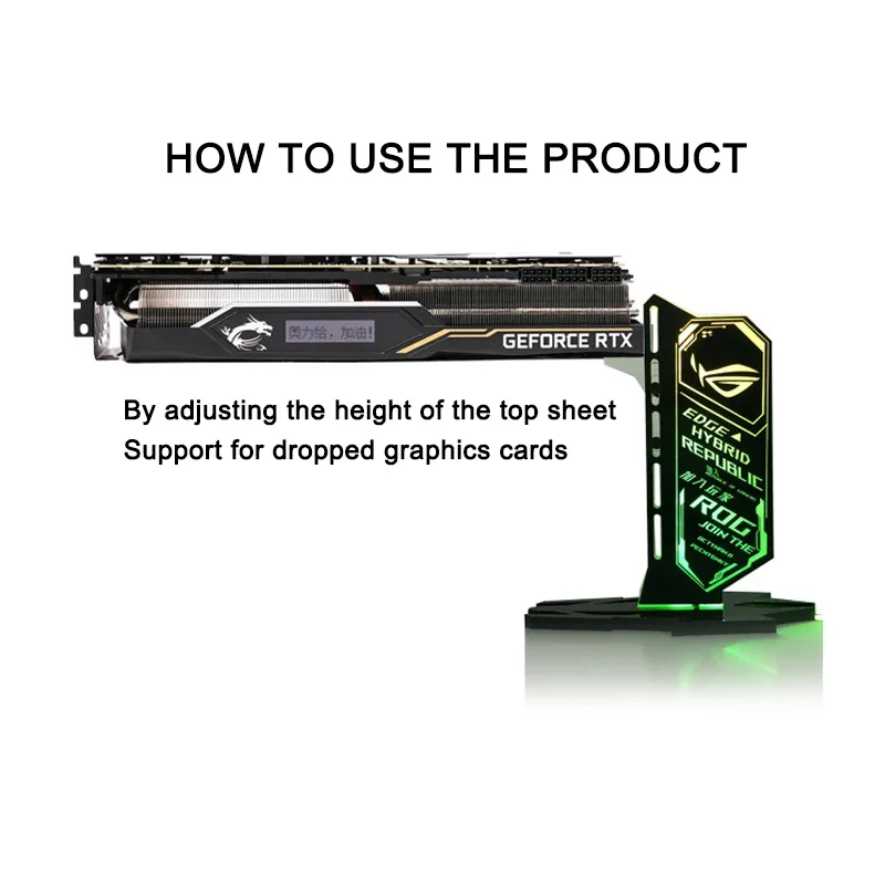 Diy Graphics Card Holder Argb Symphony Rog Gpu Holder Suporte Vga Vertical Gabinete pc Water Cooler Modding Aura Sync 5v 3pin - Imagem 2