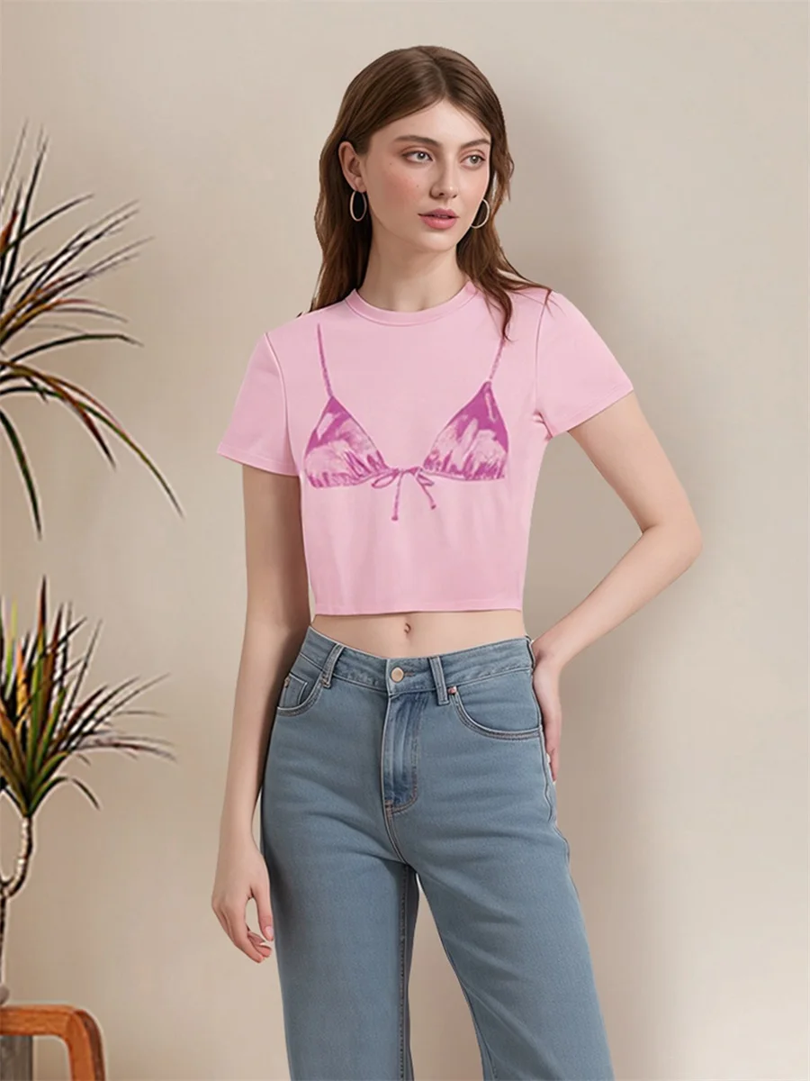 Women s Summer Casual Tops Short Sleeve V-Neck Cute Cat Print Loose Fit T-shirt with Pocket