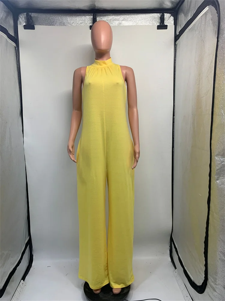 Wmstar Plus Size Jumpsuit Women Clothes Sleeveless Wide Leg Romper Printed One Piece Outfits New Summer Wholesale Dropshipping