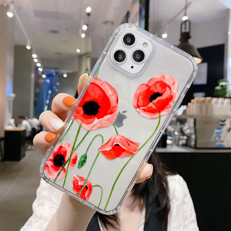 thumbnail image 1 of Luxury Flower Case For iPhone 14 11 13 12 Pro Max XR 7 8 Plus X XS SE 2020 13 Mini 14promax 13promax Silicon Funda Clear Covers, 1 of 5