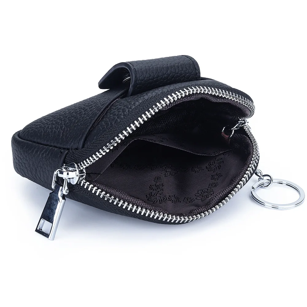 Women Genuine Leather Coin Purse Wallet Mini Zipper Change Purse Wallet Coin Pouch with Key Chain Brand Design Cash Money Bag
