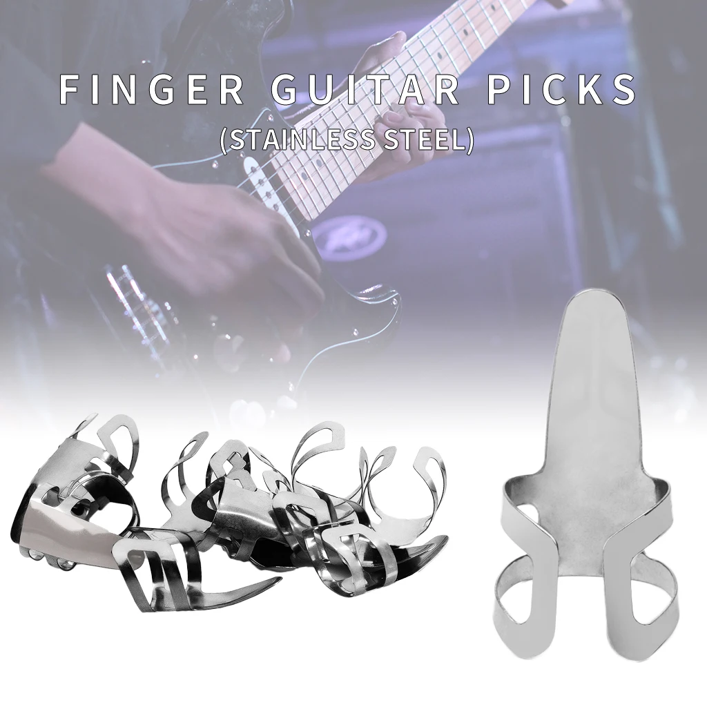 LOMMI 5PCS/10PCS Assorted Metal Finger Guitar Picks Stainless Steel Guitar Picks For Acoustic Banjo Ukulele Nail Plectrum