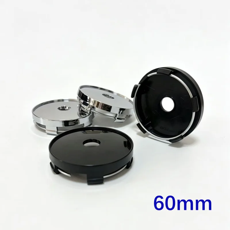 Universal Black Chrome Silver Blank Base Rim Cap Set - 4 Pieces