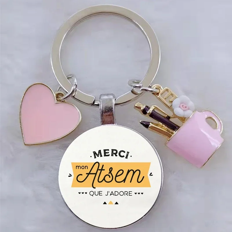 Merci SUPER Atsem Französischer runder Glascabochon zum Selbermachen, Geschenkschmuck