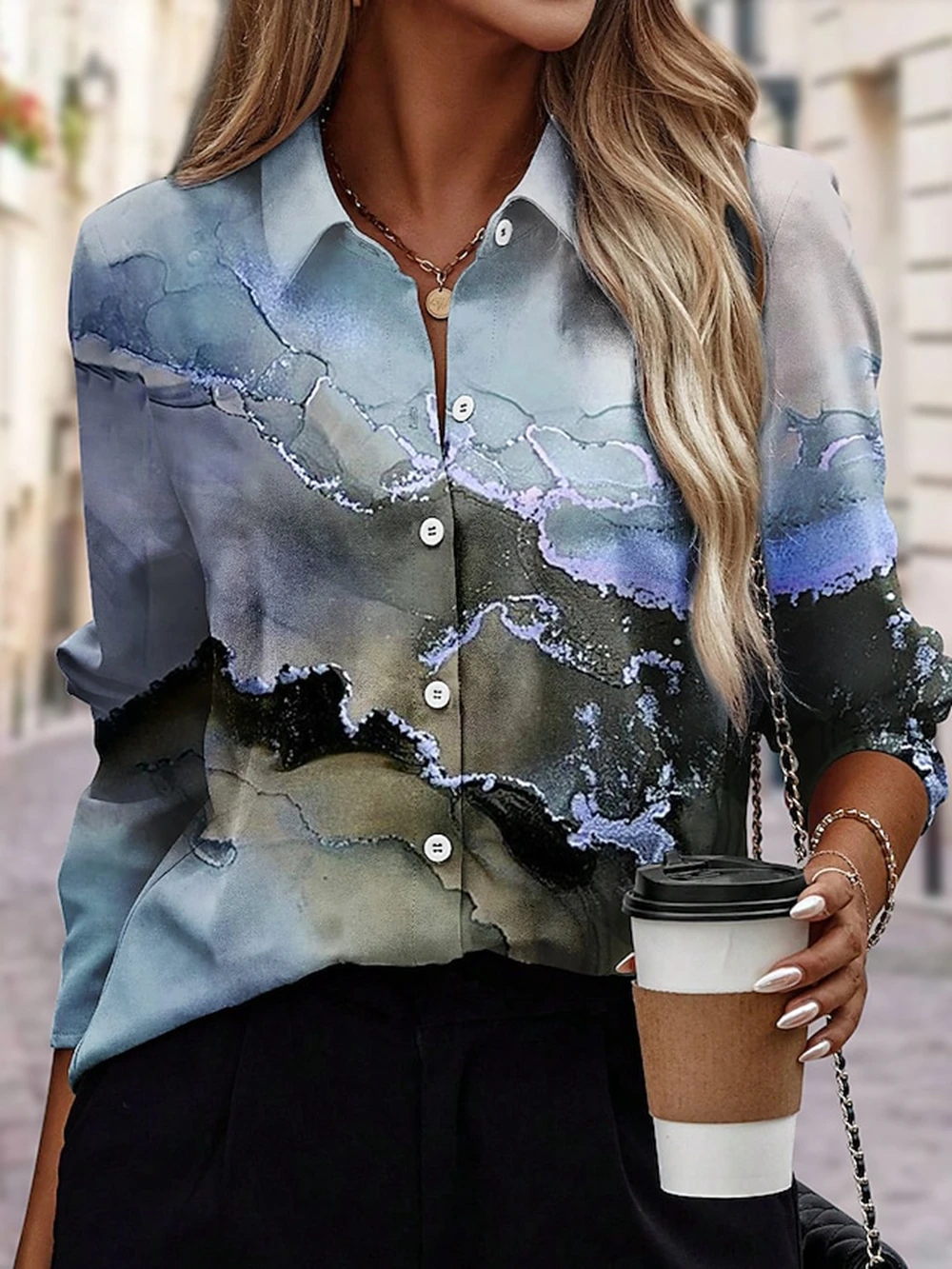 New Women's Shirt Blouse 3D Colored Tassel Print Long Sleeve Casual Elegant Daily Basic Shirt 2024 Autumn and Winter Tops