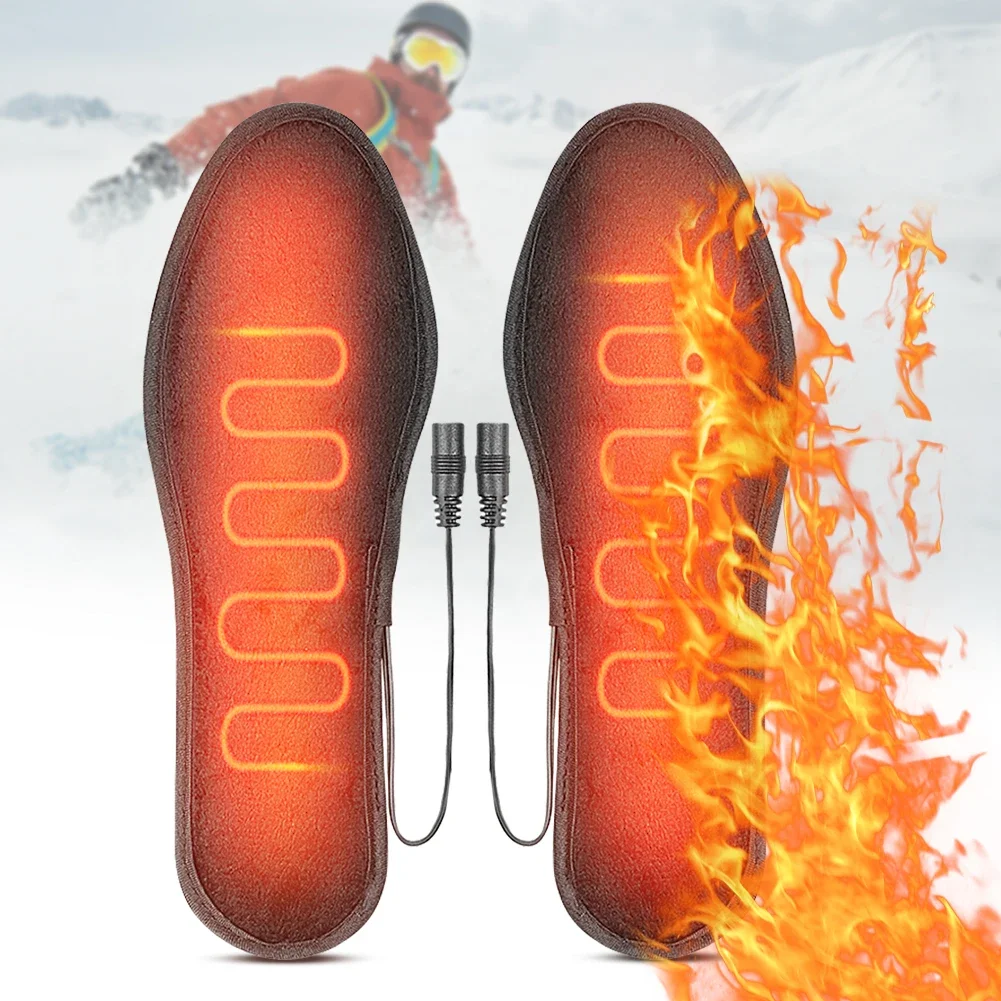 Men Women USB Heated Shoe Insoles Washable Warm Thermal Insoles Electric Foot Warming Pad Winter Outdoor Sports Heating Insole