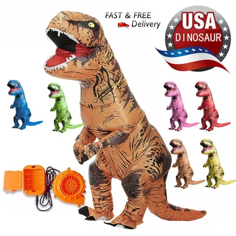 Props Tyrannosaurus Rex Dinosaur Inflatable Costume Custom Funny Performance Kids Inflatable Dinosaur Riding Toys 4