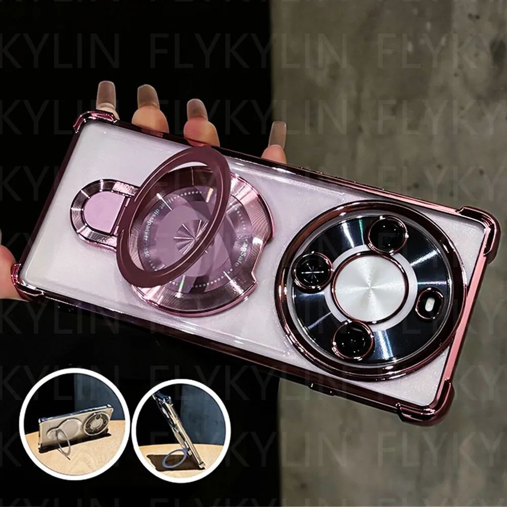 Magnetic Holder Stand Shockproof Clear Silicone Phone Case