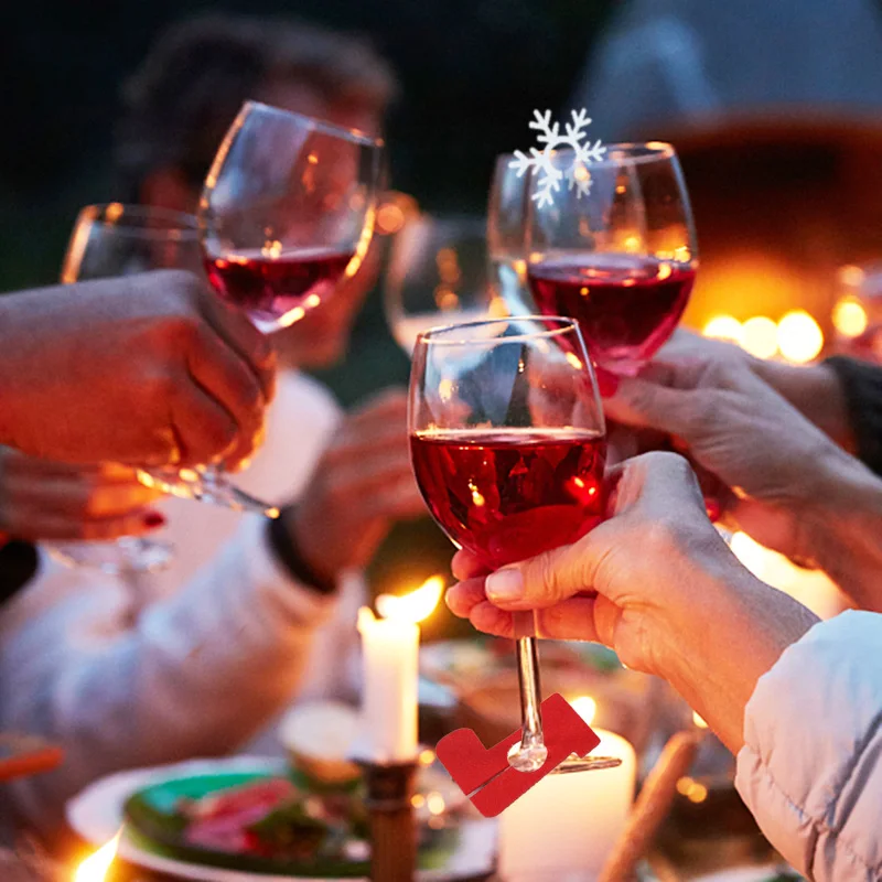 Christmas wine cup glass ring Xmas elk wine cup cards for Christmas home decorations Navidad gifts New Year party supplies 20pcs