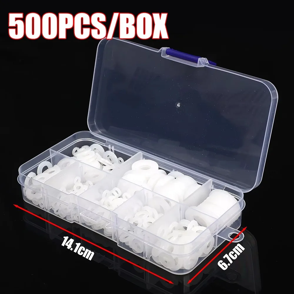 500 יחידות טבעות איטום עמידות ערכת מגוון טבעות ניילון M2-M10 מרווח מטוס שחור לבן 8 גדלים גזרת בידוד טבעת