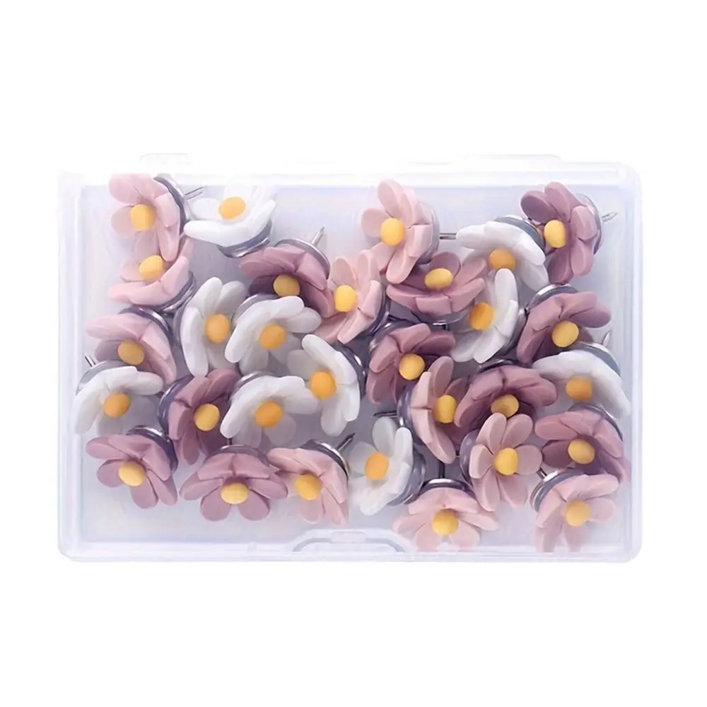 20/30/50Pcs 휴대용 크리 에이 티브 6 꽃잎 꽃 푸시핀 사진 벽 장식 DIY 컬러 푸시 핀 수지 3D 보드 푸시 핀 코르크 보드