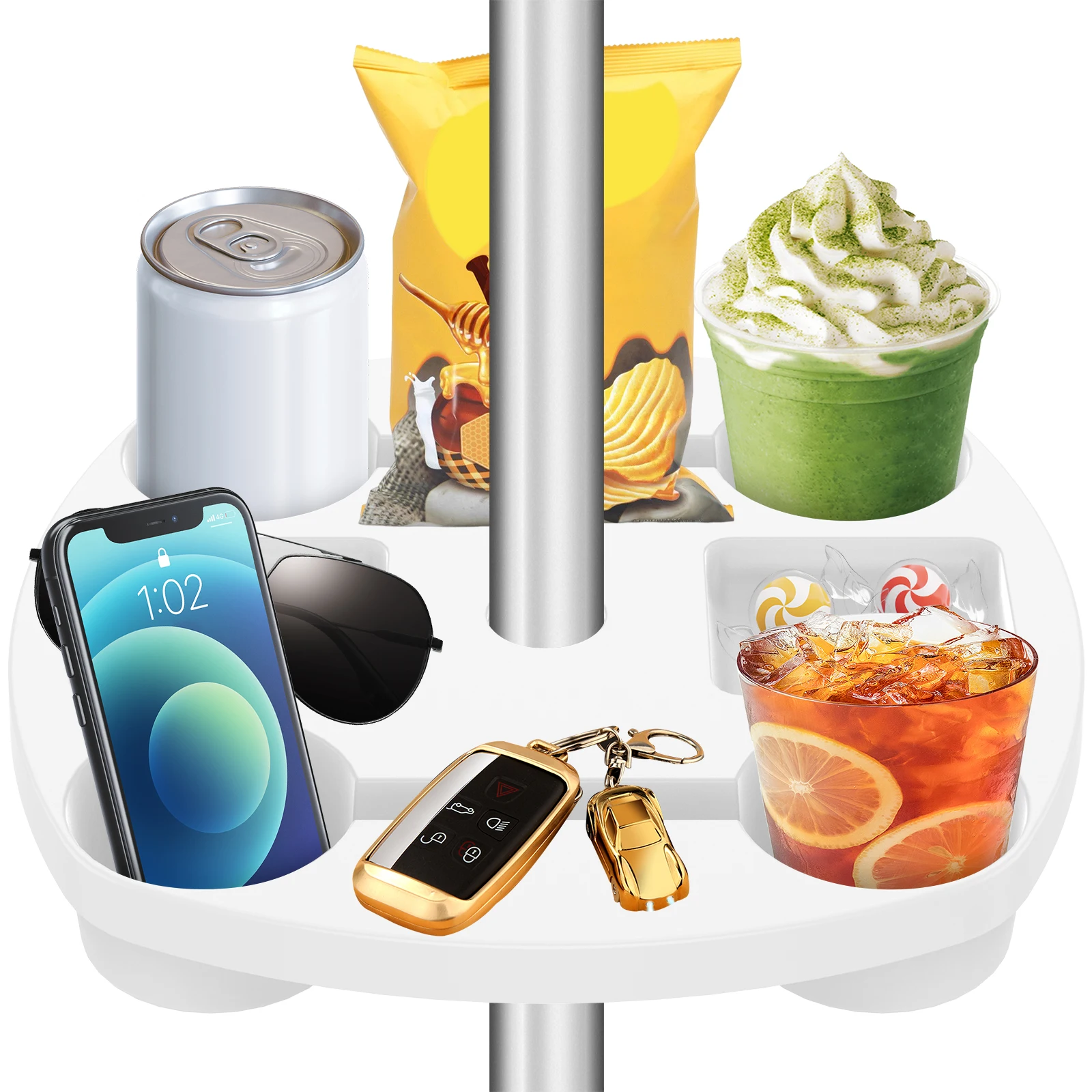Umbrella Holder Umbrella Storage Rack Beach Umbrella Table Tray Heavy Duty Reusable Umbrella Table Cup Holders Portable Tray Hole