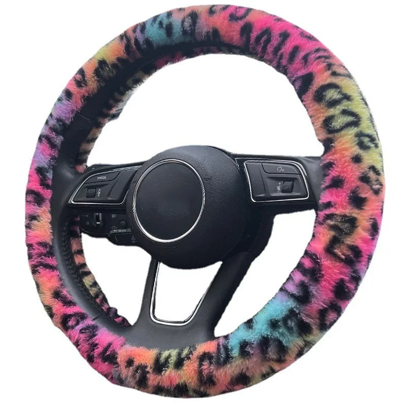 Pink leopard print 2024 steering wheel cover
