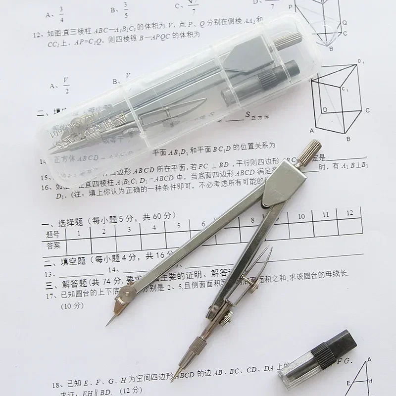 With Pencil Replacement Stationery Student Education Supplies Metal Drawing Tools Drawing Math Geometry School Compass Set