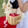 Flower Basket Woven Rattan Storage Container Box Portable Wedding Girl Baskets with Handle Wedding Party Home Decoration 2