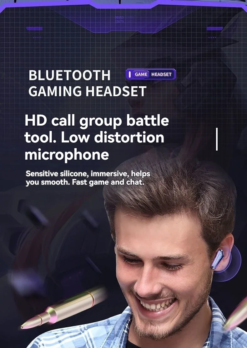 X15 tws gaming trådlösa bluetooth hörlurar med led display_voghion.com
