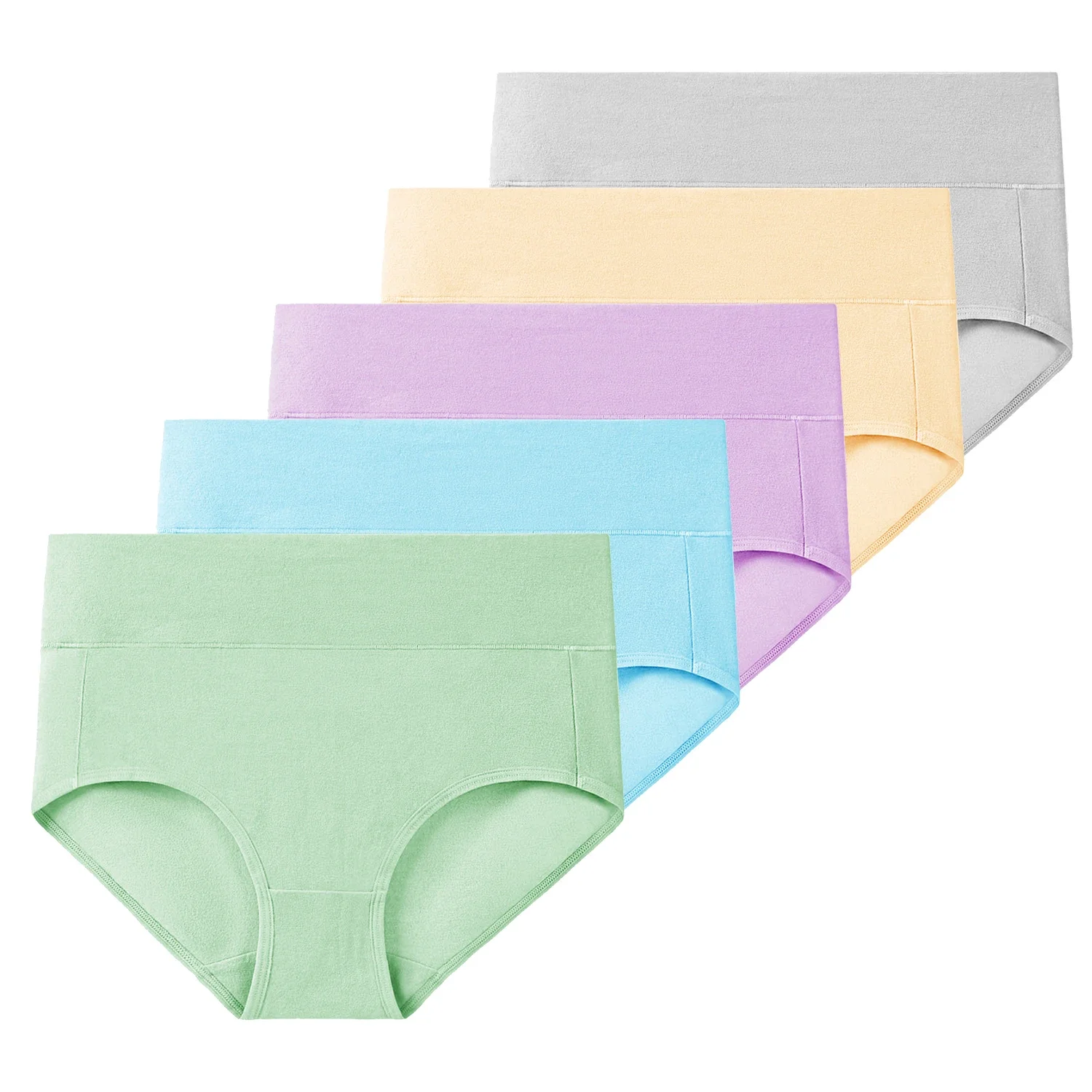 YouShow Mutande Donna Cotone Vita Alta Pacco da 5 Elastiche Pantaloncini Post Parto(Albicocca alla Moda,S