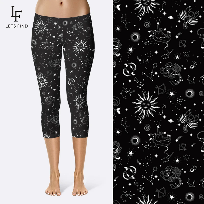 LETSFIND 2020 Summer New Arrival 3D Beautiful Galaxy Print High Waist  Mid-Calf Leggings Fashion Women Fitness Legging