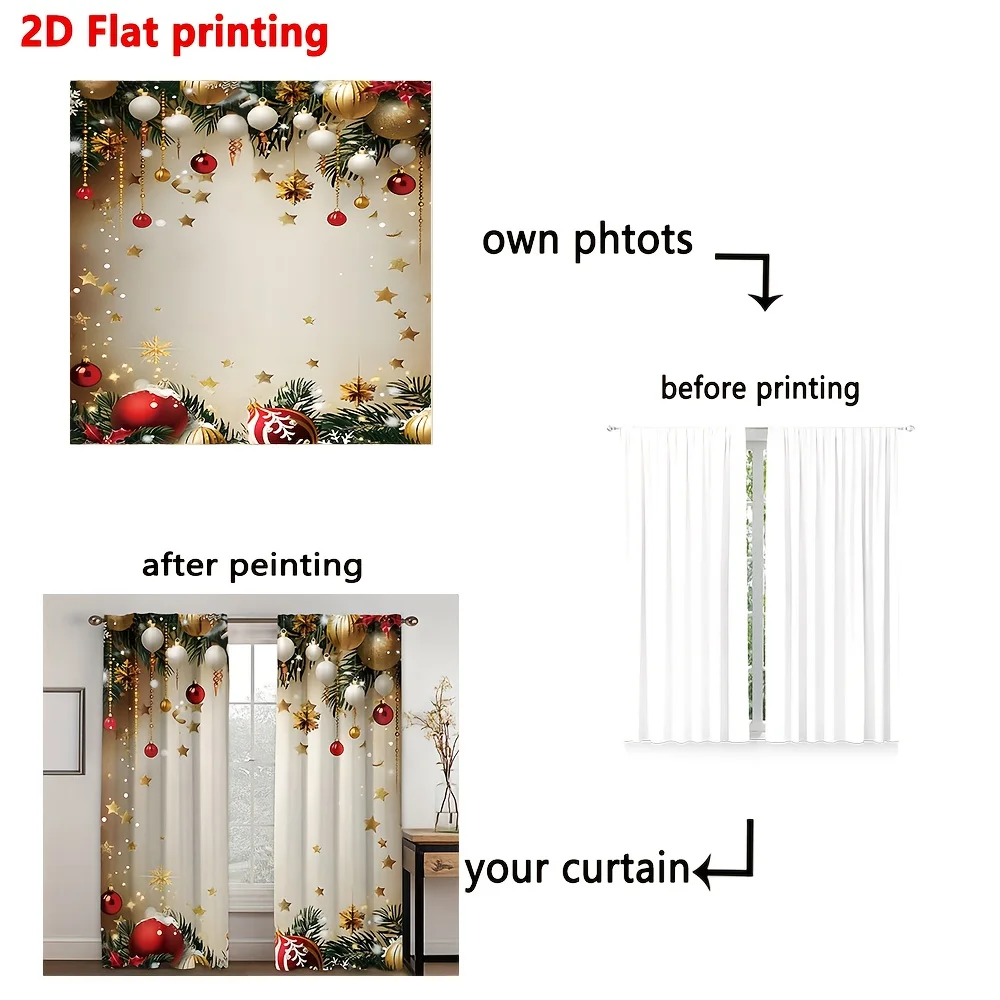 Golden Red Christmas Star Curtain Set 4