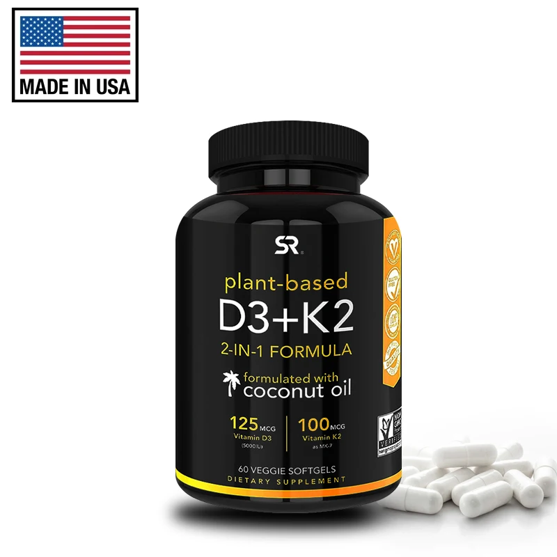 

Vitamin K2 + D3 capsules with organic coconut oil for 2-in-1 nutritional support