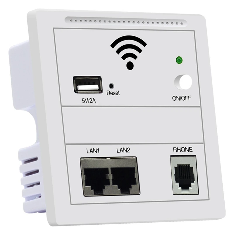 Wireless Panel Ap 300Mbps Ripetitore Wifi Extender Poe Wall Router, Access Point Wifi Con Ricarica Usb Ac 110-220V Facile Installazione