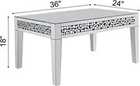 Rectangle Mirrored Coffee Table Silver Living Room Table with Cryatal Diamond Inlay Modern Luxury Mirrored Furniture Tea Table 2
