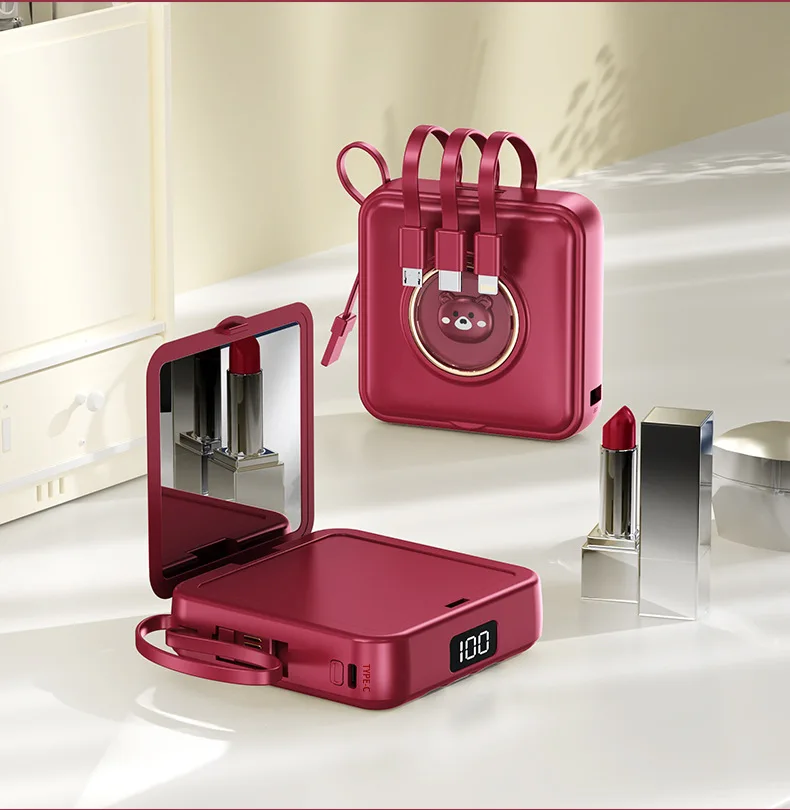 Mini power bank con specchio trucco caricabatterie portatile_voghion.com