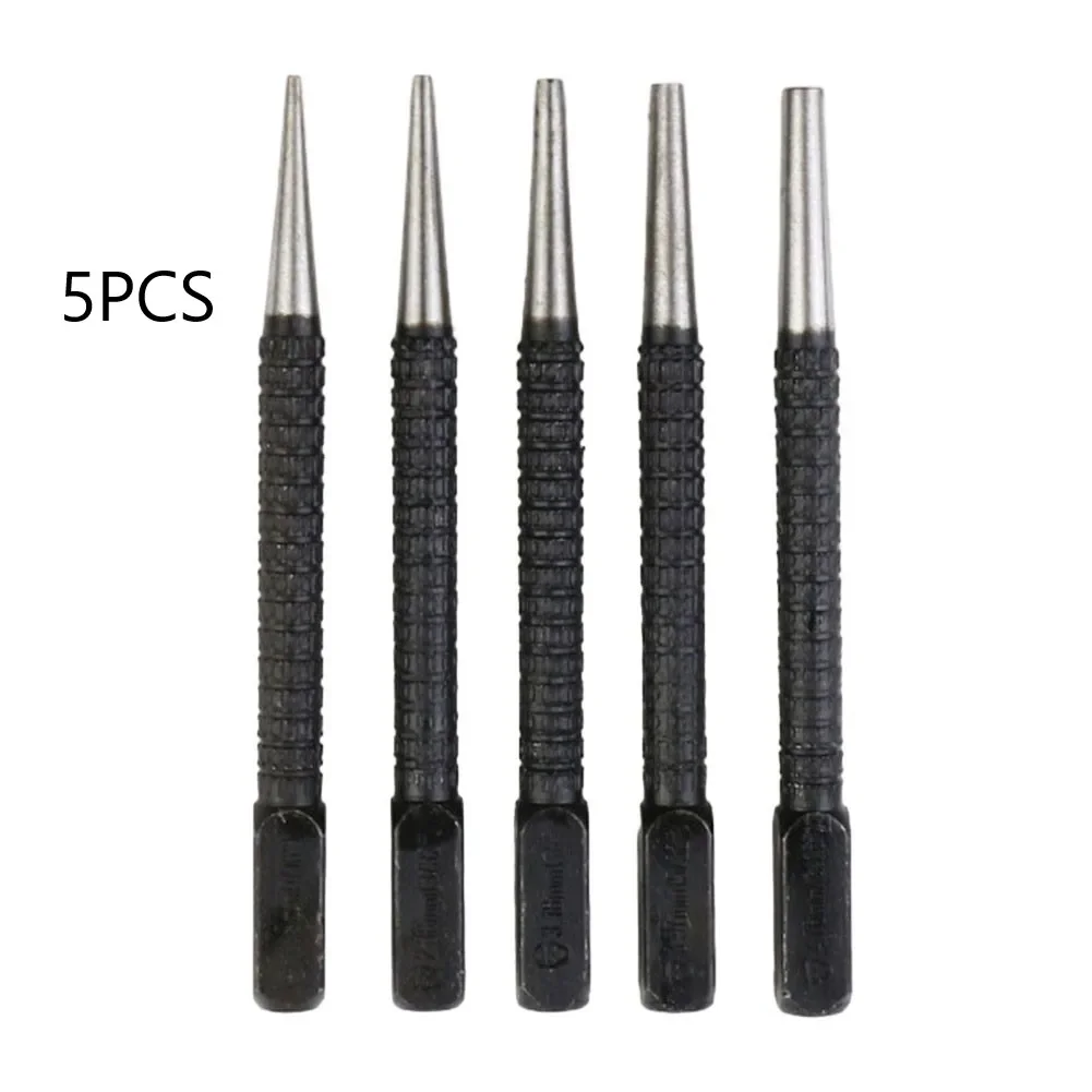 Woodworking Tool 5pcs Nail Punch Set Hammerless Hammer Punch Spring Tool Hammerless Nail Center Holes Woodwork Drill Bit Door Pin Removal