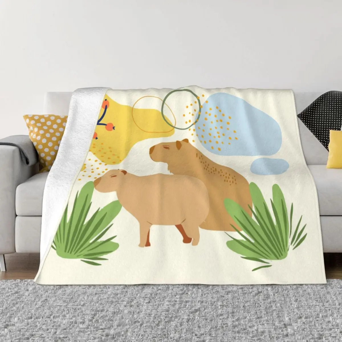 

Capybara Abstract And Minimal Blanket Soft Fleece Autumn Warm Flannel Throw Blankets for Sofa Outdoor Bed Quilt