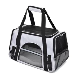 Enhanced Dog Carrier Bag with Thick Cushion - Portable, Breathable, and Ideal (Black gray)