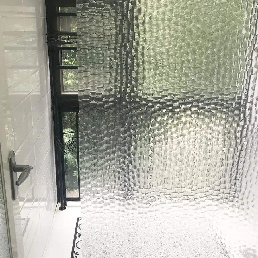 Waterproof 3D Bathroom Shower Curtain Transparent with Hooks Thickened