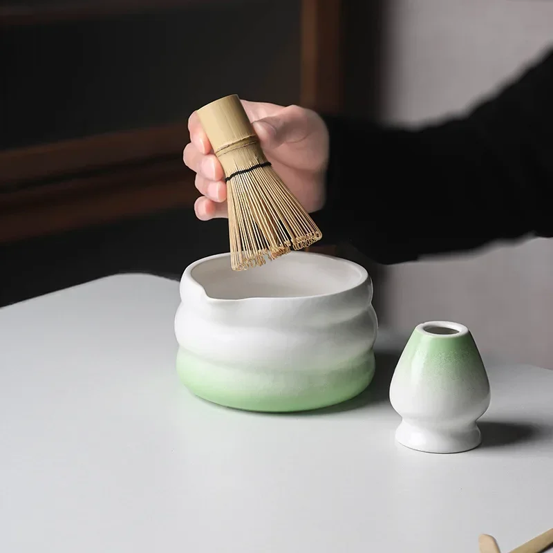 2 Pieces Traditional Japanese Matcha Bowl and Whisk Holder Tea Bowl with Pouring Spout for Office Table Tea Ceremony Party Gift matcha tea set matcha tea tools tea set
