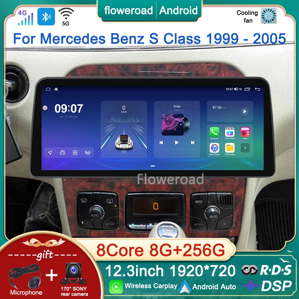 

Мультимедийная магнитола для Mercedes Benz S-Class S Class W220 VV220 12,3-1999, 2005 дюйма, Android