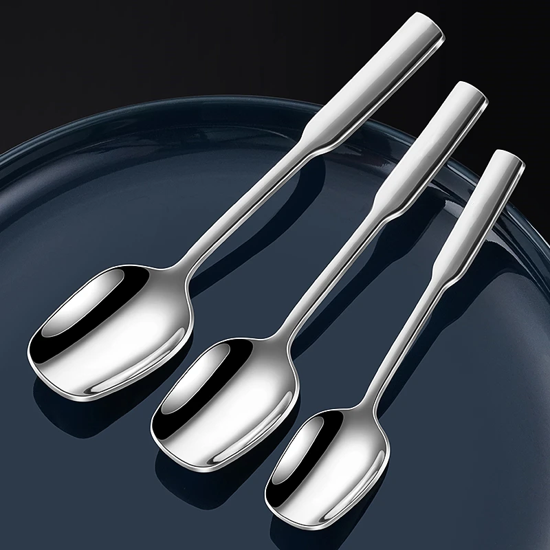 6 Pcs 99.9% Anti-bacterial 316 Stainless Steel Spoon LFGB Certificate Dinner Flatware Ultrathick Handle Restaurant Ladle Set