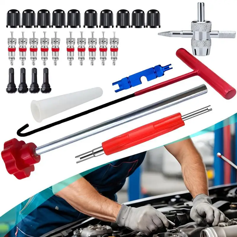 3/13/23/30pcs Car Valve Stem Tool Tire Valve Stem Puller Auto Tire Installer Tool T-Hook Car Puller Wheel Tire Remover Accessory
