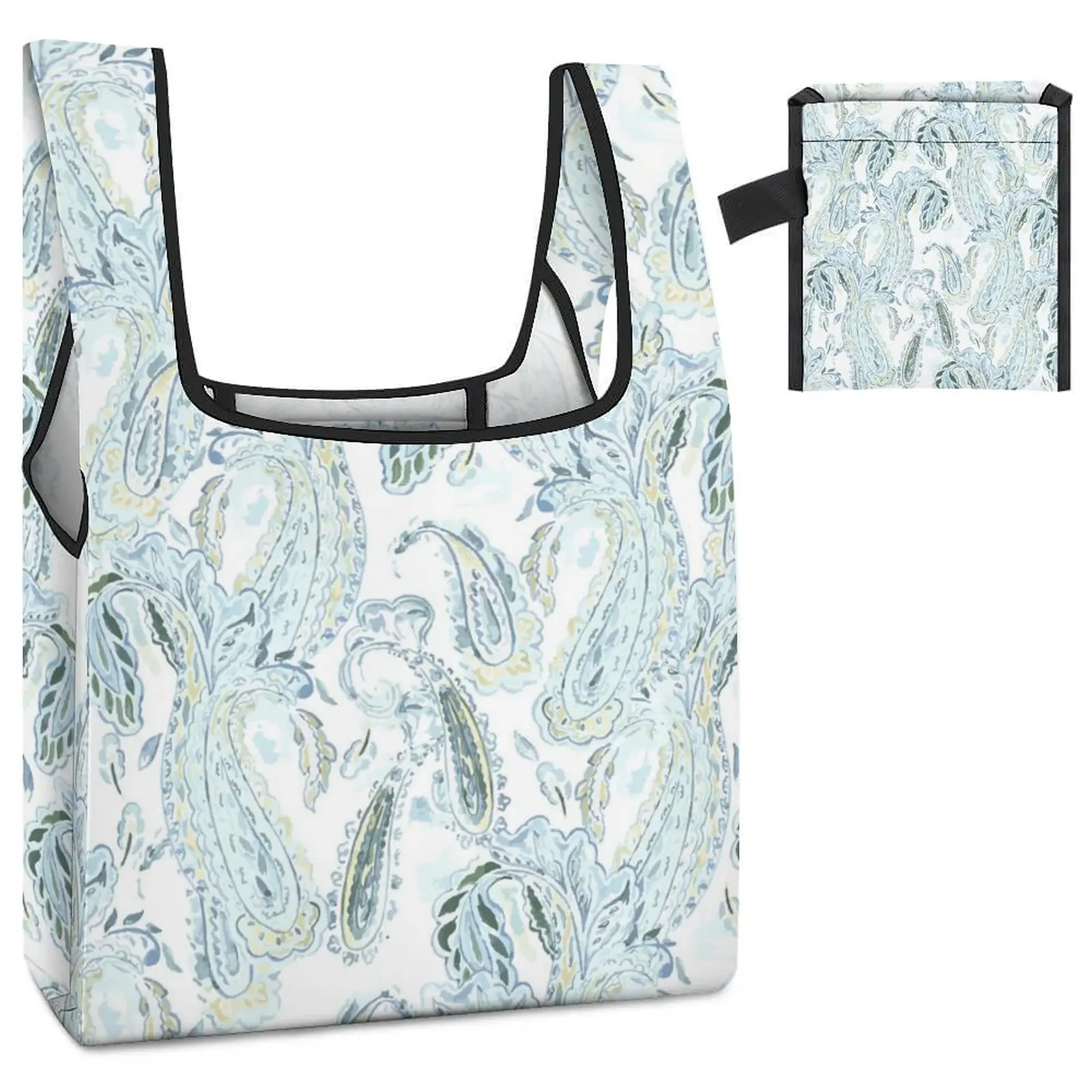 Customized Printed Foldable Shopping Bag Double Strap Handbag Elegant Printing Tote Casual Woman Grocery Bag Custom Pattern
