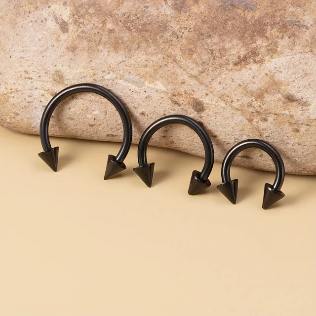 1PCS 6/8/10mm Men Spike Nose Septum Piercing Ring Horseshoe Piercing Lip Ear Ring 16G Jewelry For Women Stainless Steel 5