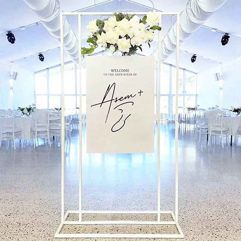

White Outdoor Lawn Wedding Anniversary Stage Flower Arch Backdrops Props Decoration DIY Welcome Sing Banner Letter Acrylic Board