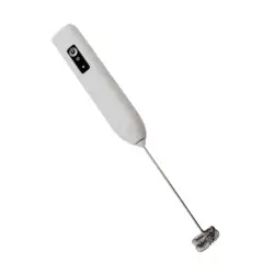 Wireless Electric Handheld Milk Frother - Stainless Steel Mini Coffee Whisk Mixer (WHITE)