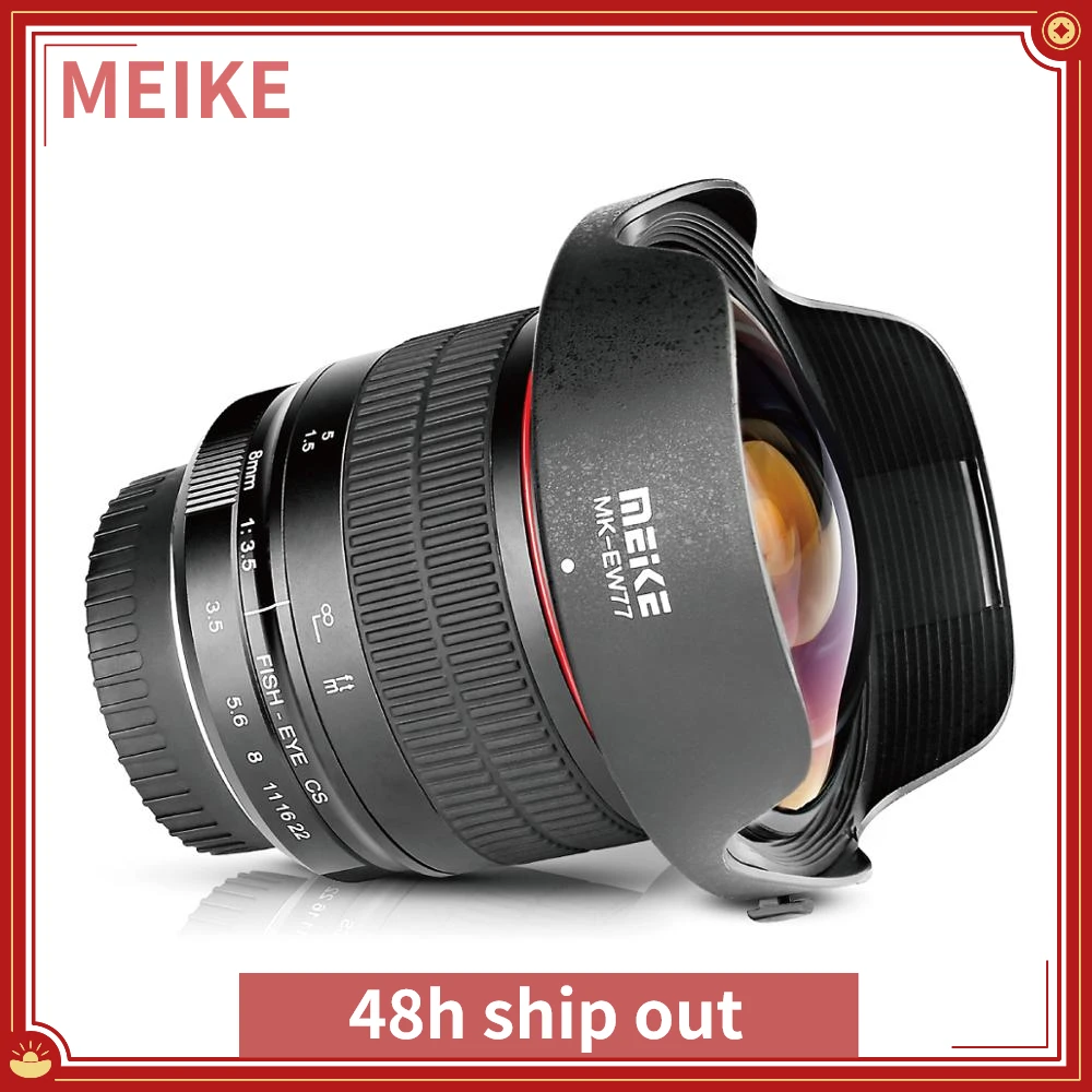 Meike 8Mm F3.5 Obiettivo Fisheye Ultra Largo Per Tutte Le Fotocamere Dslr Canon Eos Ef Mount Con Cornice Aps-C/Completa + Regalo Gratuito