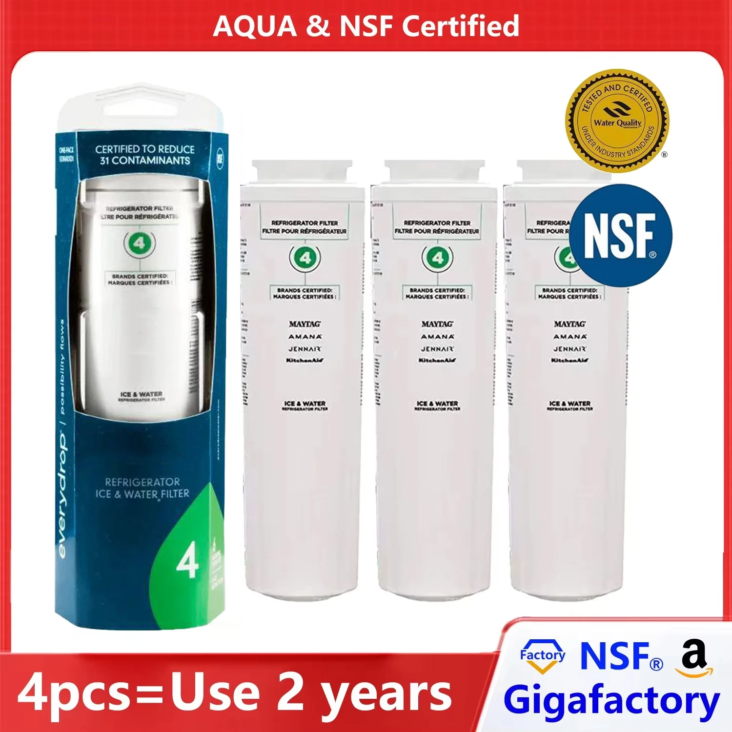 Replacement for Whirlpool Water Filter for Refrigerator, NSF Certified Brand, EDR4RXD1, 4396395, UKF8001, UKF8001AXX, RFC0900A